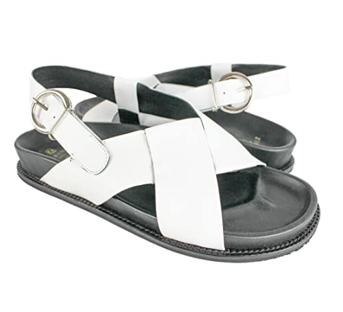 Zerimar Sommerlederschuhe | Sandalen für Damen | Damen Ledersandalen | Sommersandalen | Flache Damenschuhe | Ledersandalen | Farbe Weiß Größe 38 von Zerimar