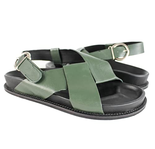 Zerimar Sommerschuhe | Sandalen aus Naturleder | Sandalen für Damen | Damen Ledersandalen | Sommersandalen | Flache Damenschuhe | Ledersandalen | Farbe Grün Größe 36 von Zerimar