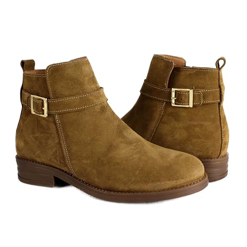 Zerimar Stiefeletten Damen | Stiefeletten Damen Cowboy | Stiefeletten Damen Leder | Damen Boots Elegant | Farbe Kamel | Größe 40 von Zerimar