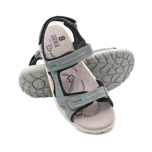 Zerimar Trekking Sandale für Damen | Echte Ledersandalen | Bequeme Sportsandalen | Klettverschluss | rutschfeste Sohle von Zerimar