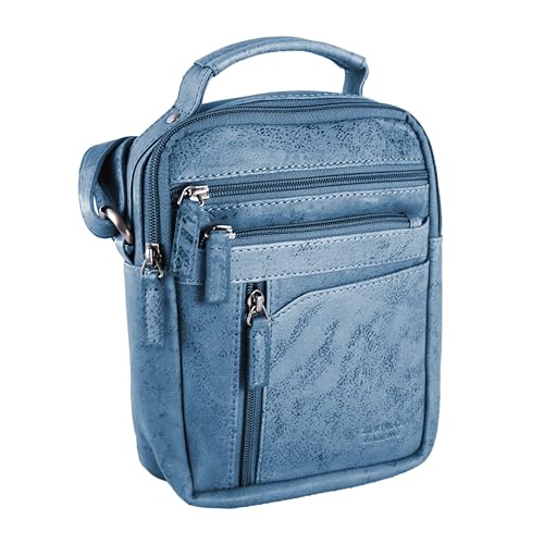 Zerimar Umhängetasche aus Leder, exklusives und professionelles Leder, hochwertiges Leder mit eleganter Haptik, 15,5 x 21 x 10 cm, Marineblau von Zerimar