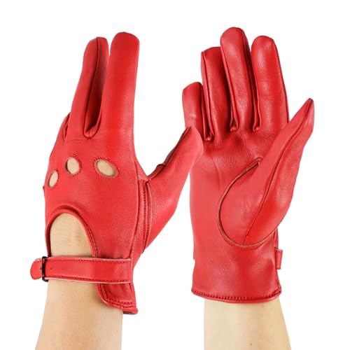 Zerimar reithandschuhe damen - Perforierte Fahrhandschuhe mit atmenden Fingerknöchel Löchern Handschuhe Weiche Leder Damen - Handschuhe Damen Leder - Farbe Rot - Größe 7 von Zerimar