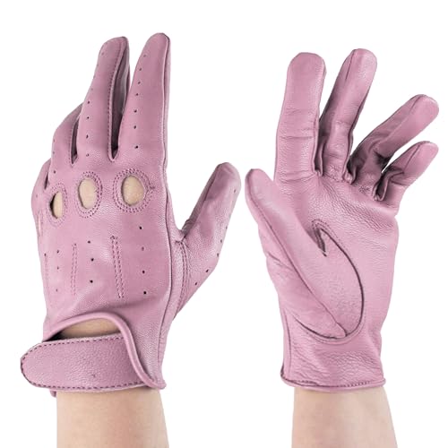 Zerimar reithandschuhe damen - Perforierte Fahrhandschuhe mit atmenden Fingerknöchel Löchern Handschuhe Weiche Leder Damen - Handschuhe Damen Leder - Ideal für Outdoor - Farbe Rosa - Größe 7M von Zerimar