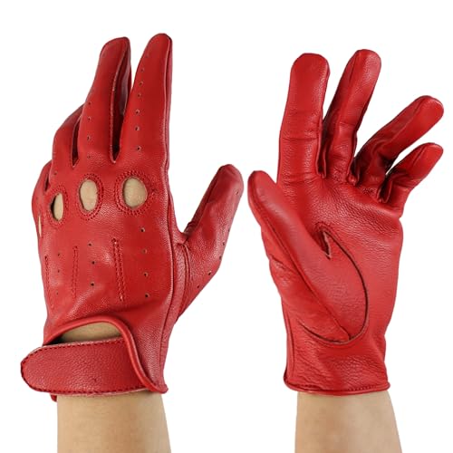 Zerimar reithandschuhe damen - Perforierte Fahrhandschuhe mit atmenden Fingerknöchel Löchern Handschuhe Weiche Leder Damen - Handschuhe Damen Leder - Ideal für Outdoor - Farbe Rot - Größe 7 von Zerimar