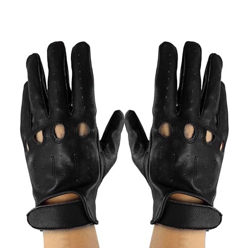 Zerimar reithandschuhe damen - Perforierte Fahrhandschuhe mit atmenden Fingerknöchel Löchern Handschuhe Weiche Leder Damen - Handschuhe Damen Leder - Ideal für Outdoor - Farbe Schwarz - Größe 7 von Zerimar