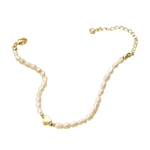 Zernblend Perlen Armbänder für Frauen, Zierliche Perlenkette, Einstellbare Herz Perlen Armbänder, Eleganter Schmuck für Damen von Zernblend