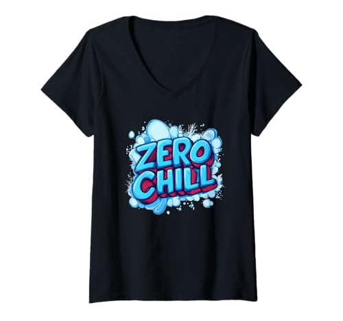 Damen Awesome Zero Chill Statement Emblem für Jungen und Mädchen T-Shirt mit V-Ausschnitt von Zero Chill Outfit