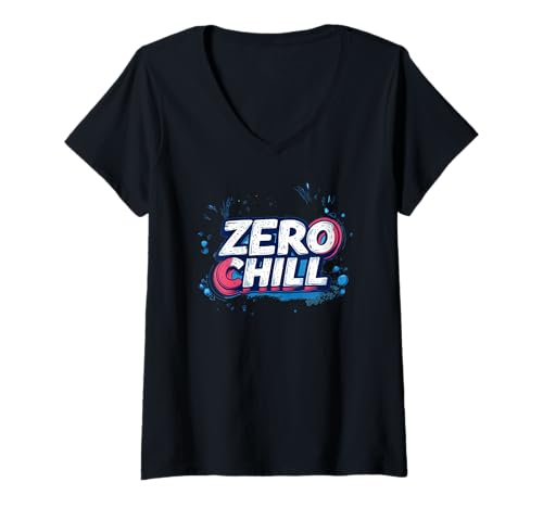Damen Cooles Zero Chill Logo T-Shirt mit V-Ausschnitt Damen Cooles Zero Chill Logo T-Shirt mit V-Ausschnitt von Zero Chill Outfit
