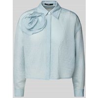 Zero Boxy Fit Bluse mit floraler Applikation in Bleu, Größe 40 von Zero