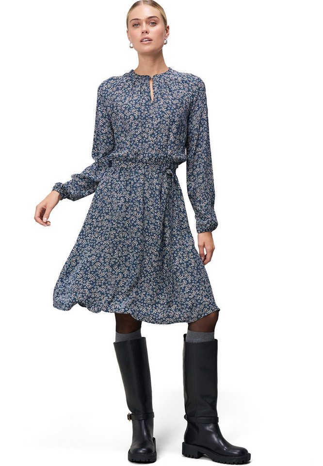 Zero Druckkleid Damen Crepè-Kleid mit Bindegürtel Gürtel von Zero