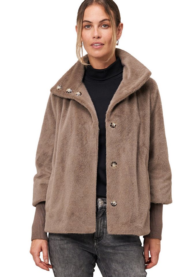 Zero Fellimitatjacke Damen Fellimitat-Jacke mit Stehkragen von Zero