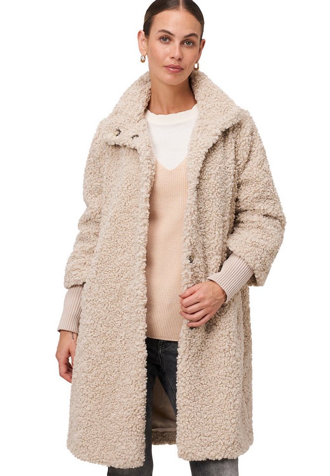 Zero Fellimitatmantel Damen Teddymantel mit Stehkragen von Zero