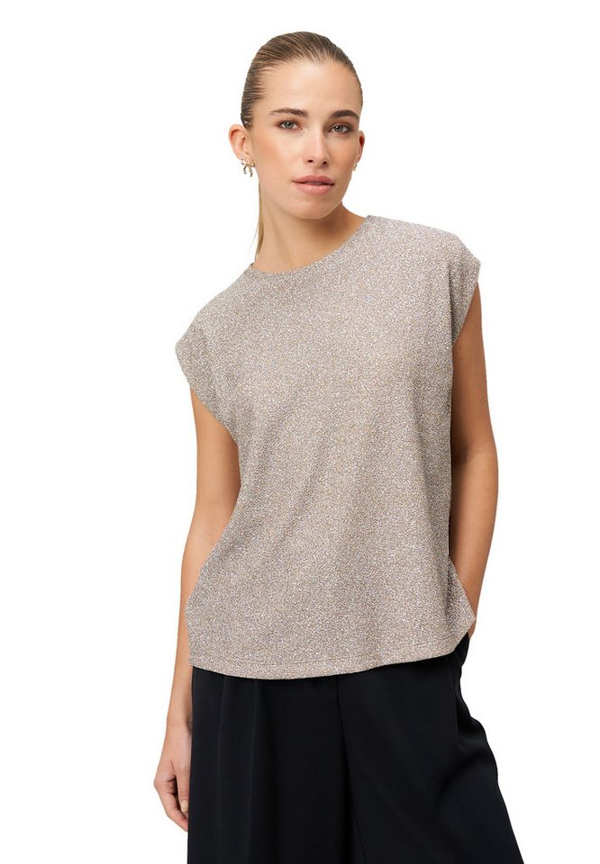 Zero Kurzarmshirt Damen Glitzershirt mit Rundhalsausschnitt (1-tlg) Plain/ohne Details von Zero
