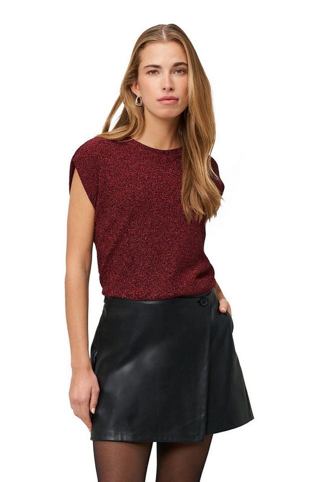 Zero Kurzarmshirt Damen Glitzershirt mit Rundhalsausschnitt (1-tlg) Plain/ohne Details von Zero