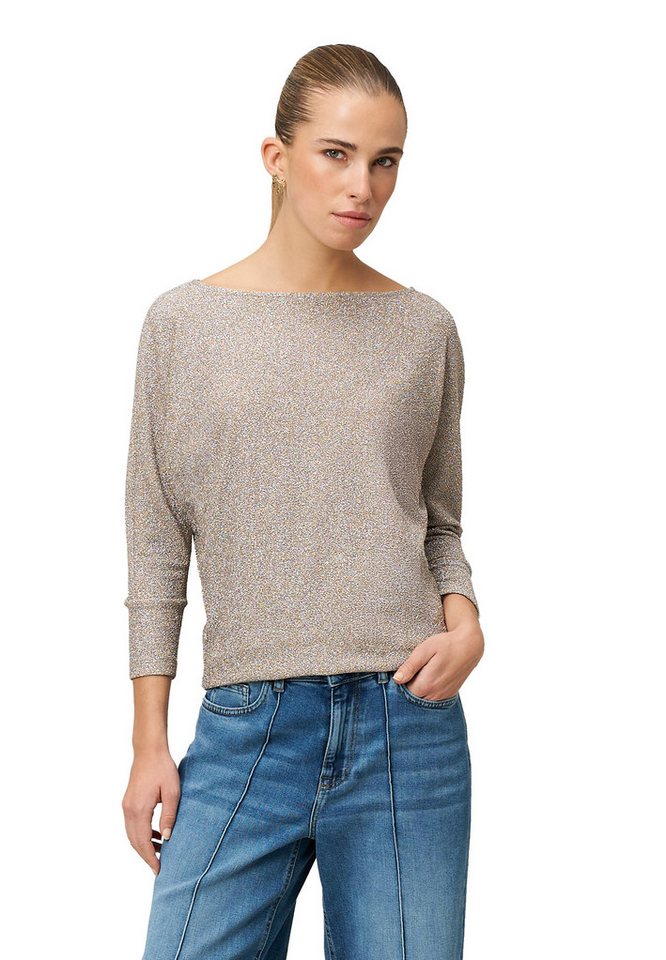 Zero Kurzarmshirt Damen Glitzershirt mit U-Boot Ausschnitt (1-tlg) Plain/ohne Details von Zero