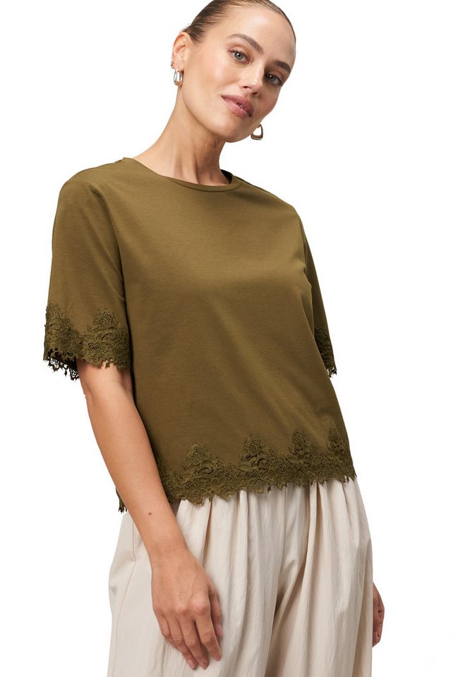 Zero Kurzarmshirt zero Shirt mit Spitzenbesatz (1-tlg) Spitze von Zero