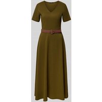 Zero Midikleid mit V-Ausschnitt und Gürtel in Oliv, Größe 34 Zero Midikleid mit V-Ausschnitt und Gürtel in Oliv, Größe 34 von Zero