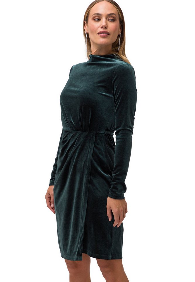 Zero Samtkleid Damen Samtkleid mit Stehkragen drapiert /gerafft von Zero