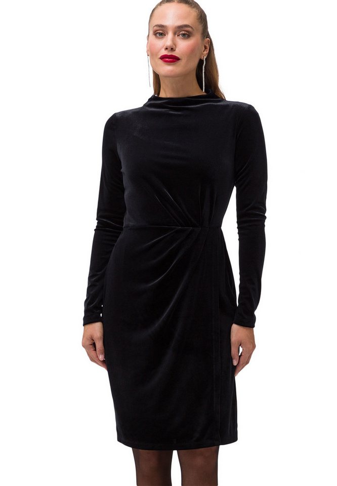 Zero Samtkleid Damen Samtkleid mit Stehkragen drapiert /gerafft von Zero