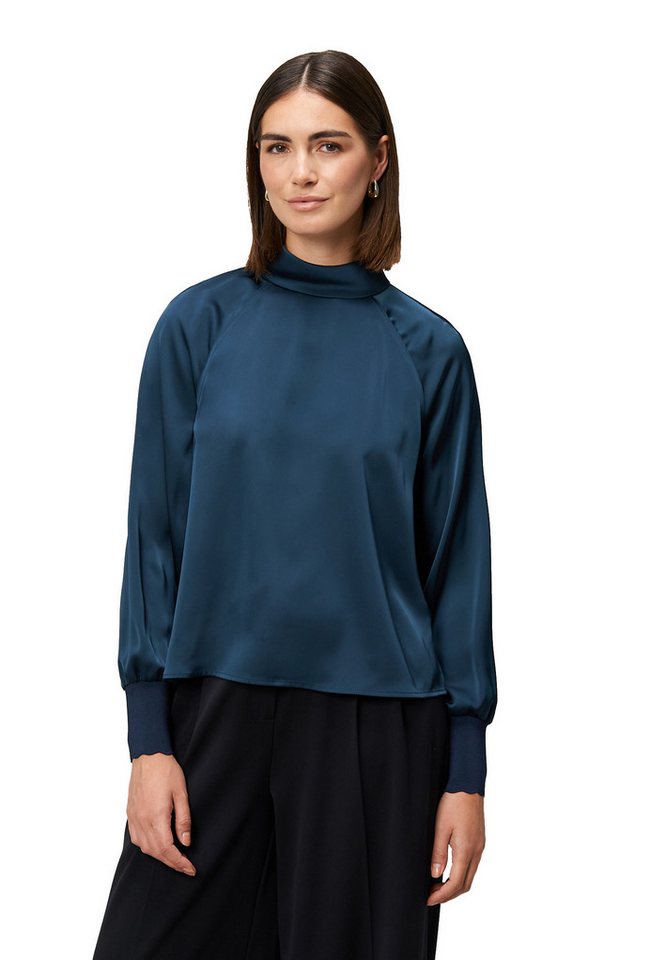 Zero Satinbluse Damen Satinbluse mit Stehkragen von Zero