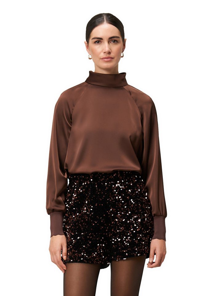 Zero Satinbluse Damen Satinbluse mit Stehkragen von Zero