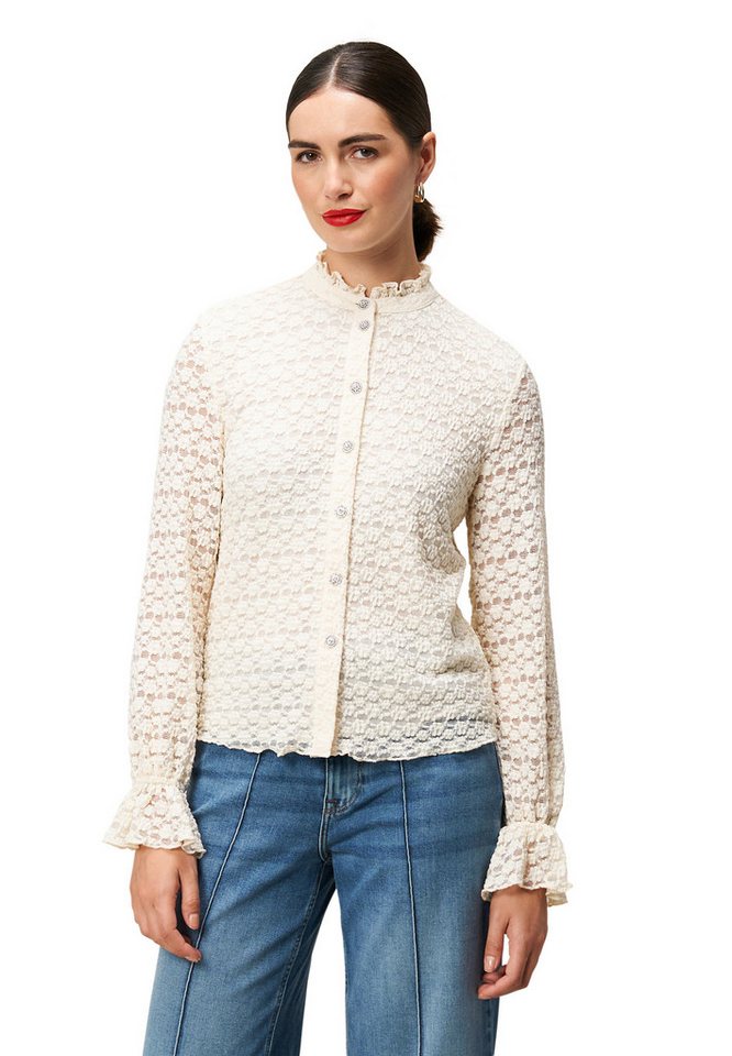 Zero Spitzenbluse Damen mit Knopfleiste von Zero