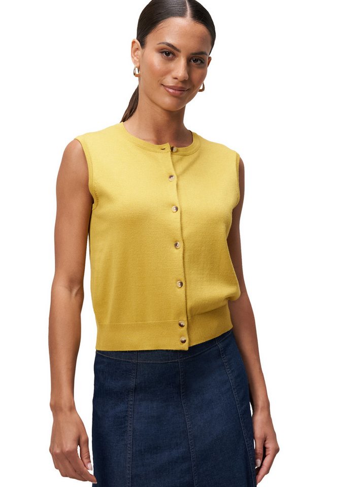 Zero Strickjacke Damen Feinstrickweste mit Knopfleiste (1-tlg) Knopfleiste von Zero