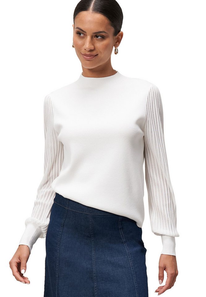 Zero Strickpullover Damen Strickpullover mit transparenten Ärmeln (1-tlg) weiteres Detail von Zero