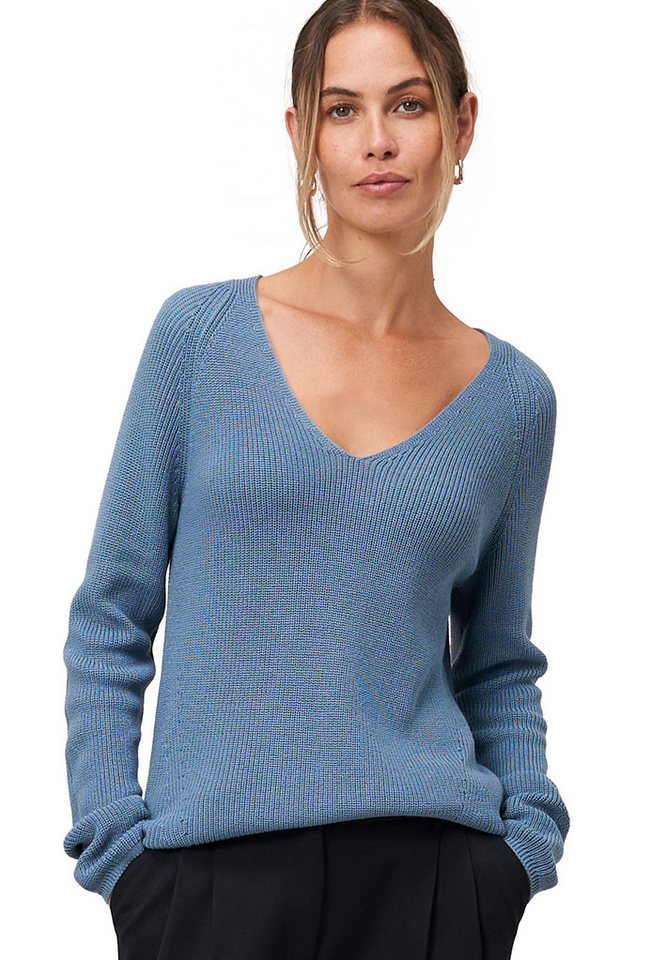 Zero Strickpullover Damen Strukturpullover mit V-Ausschnitt (1-tlg) Plain/ohne Details von Zero