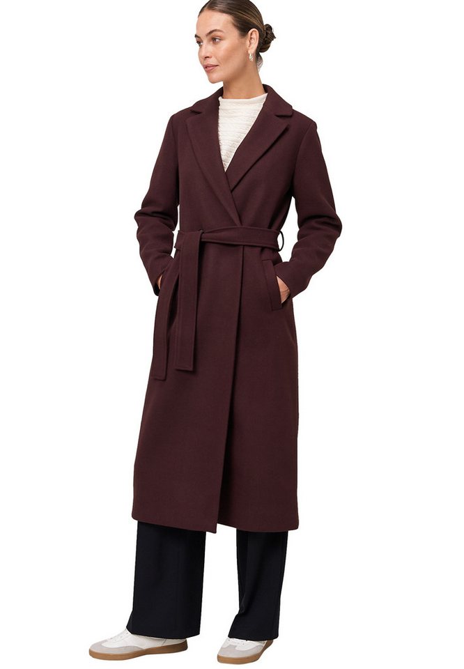 Zero Wintermantel Damen Mantel Wolloptik mit Bindegürtel von Zero