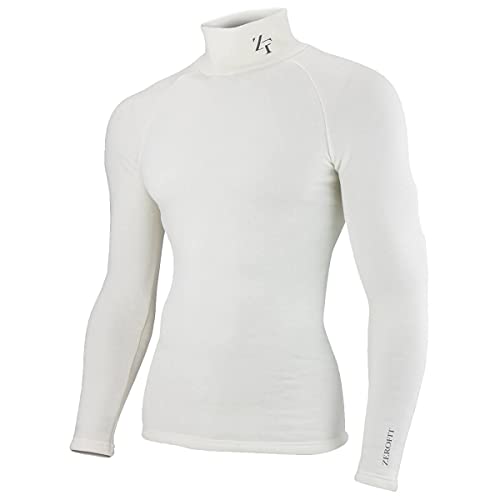 ZeroFit Herren Hitze Rub ultimative Mock Neck Wicking Baselayer - Weiß - L von ZeroFit
