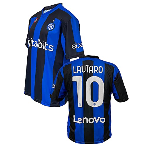 ZeroPlayer Trikot Inter Lautaro Martinez 10 Home 2021 2022 Offizielles Replik (Größe 2 4 6 8 10 12 Jahre Kinder Jungen) (Größe S M L XL XXL Erwachsene) Blau, Schwarz, Gold 100% Polyester von ZeroPlayer