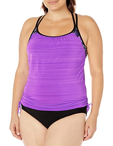 ZeroXposur Damen Tankini-Badeanzüge mit gerüschtem Oberteil, Bikinihose - Violett - Medium von ZeroXposur