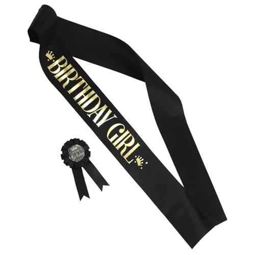 Zerodeko 1 Satz Geburtstagsabzeichen Set für Frauen Elegante Anstecknadeln und Gürtel für Geburtstagsfeiern Festliche Deko für Erwachsene Teilig Schwarz von Zerodeko
