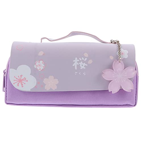 Zerodeko 1stk Mäppchen Reißverschlüsse Stifttasche Pinseltasche Make-up-bleistiftbeutel Stift-Organizer-Halter Gouache-stiftbeutel Schüler China Oxford-Stoff Violett Doppelschicht von Zerodeko