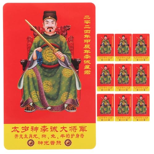 Zerodeko 10 Stück Chinesische Feng Shui Taisui-Karten 2024 Jahr des Drachen Amulettkarten Verheißungsvoller Erfolg Schutzkarten Neujahrs-Amulettkarten Plaketten Für Das Frühlingsfest von Zerodeko