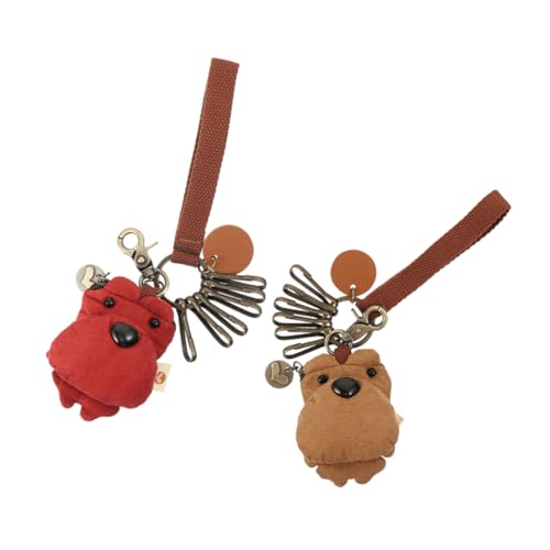 Zerodeko 2 Stück Bär Schlüsselanhänger Koreanisches Design Dreifarbiger Patch aus Langlebigem Samt für Rucksack Auto Büro Charmante Geschenkidee für Jungen Mädchen von Zerodeko