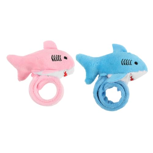 Zerodeko 2 Stück Cartoon Plüsch Hai Schnapparmbänder für Realistische Tierform Bequeme Handgelenkspielzeuge für Partys Blau für Junge Mädchen von Zerodeko