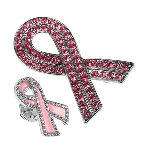 Zerodeko 2 Stück Praktische Legierungs Ribbon Brosche mit Strass für Brustkrebsbewusstsein Stilvolles Accessoire zur Unterstützung von Frauen und Wohltätigkeitsaktionen von Zerodeko