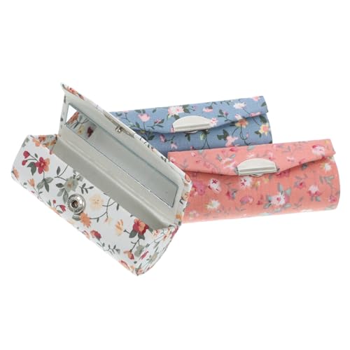 Zerodeko Lippenstift 3St Lippenstiftbox mit Blumenmuster Lipgloss-Etui Reise-Lippenstiftbeutel Makeup Tasche die chinesen Make-up-Taschen Geldbörsen Geldbörse Essentials Make-up-Kits von Zerodeko