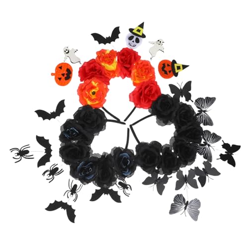 Zerodeko 3 Stück Teiliges Halloween Haarreif für Damen mit Spukfledermaus und Spinne Leichtes Komfortables Gothic Kopfschmuck für Kostümparty und Festliche Verkleidung von Zerodeko