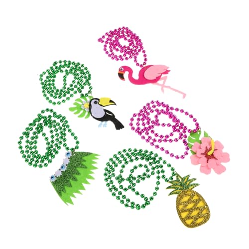 Zerodeko 5 Stück Teiliges Hawaiianisches Strandparty Halskette Tropische Perlenkette für Frauen Beach Partys und Besondere Anlässe von Zerodeko