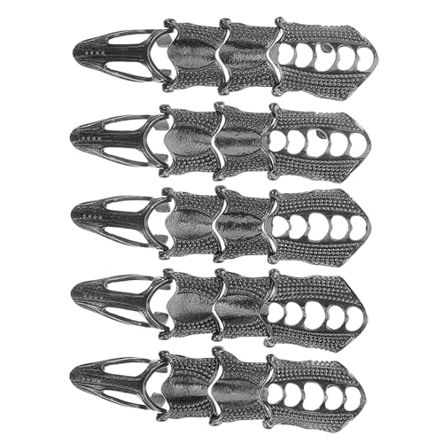 Zerodeko 5 Stück Verstellbare Full Finger Ringe Herren Rock Punk Stil Retro Cosplay Schmuck für Halloween Partys Musikfestivals und Festliche Anlässe von Zerodeko