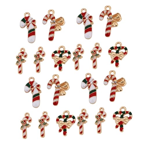 Zerodeko 50stücke Diy Weihnachtsdekoration Candy Cane Anhänger Stilvolle Leichte Hängende Schmuckstücke Aus Legierung Für Armbänder Und Halsketten Geeignet Für Innen Außenbereiche von Zerodeko