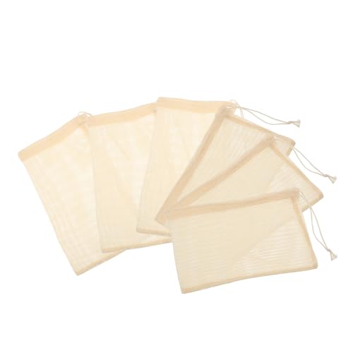 Zerodeko 6 Stück Teiliges Wiederverwendbarer Baumwoll Mesh Taschen mit Kordelzug für Obst und Gemüse Umweltfreundliche Aufbewahrung Waschbare Netztaschen für Lebensmittel Vielseitige von Zerodeko