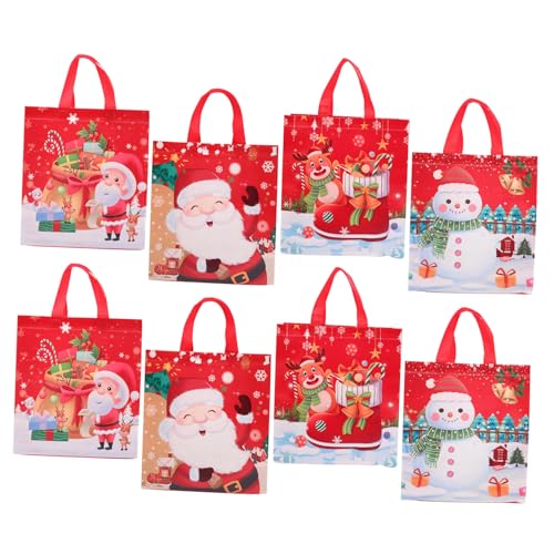 Zerodeko 8 Stück Teiliges Weihnachts-geschenktüten aus Vliesstoff Wiederverwendbare Tragetaschen mit Großer Kapazität Umweltfreundliche Einkaufstaschen für Xmas-party und Geschenkverpackung von Zerodeko