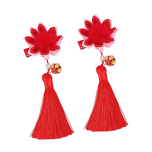Zerodeko Chinesische Haarklammer Schleife mit Quaste und Glocke Haarspange für Frühlingsfest und Neujahr Sicherer Halt Traditioneller Haarschmuck für Mädchen von Zerodeko