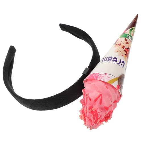 Zerodeko -Stirnband Eistüte-Haarbänder Lustiger Essens-Haarreifen Verrücktes Party-Hut Kopfbedeckung Verkäufer Kostüm Für Dessert-Party Kostümzubehör Rosa von Zerodeko