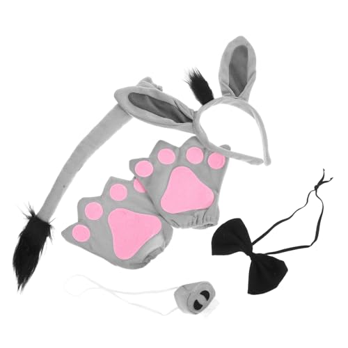 Zerodeko Haarreif Donkey Kostüm Set mit Weichen Plüsch Ohren und Bequemes Druckfreies Donkey Cosplay Zubehör für Karneval Halloween Kostümfest Verkleidung von Zerodeko