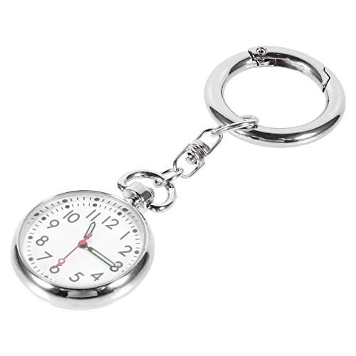 Zerodeko Uhr Taschenuhr - Leuchtende Taschenuhr H?ngende Uhr- Clip- Anh?nger- FOB- für Krankenschwestern ?rzte (Silber) Armbanduhr Uhr von Zerodeko
